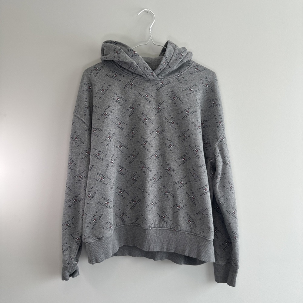 Tommy Hillfiger Sport Gray Pullover Hoodie Size Medium Unique